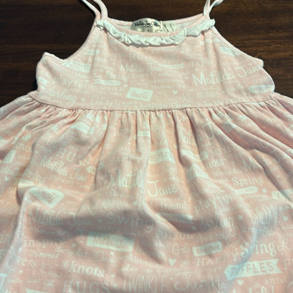 Matilda, Jean, print spaghetti strap, pink white ruffle dress size 10 - Picture 4 of 6